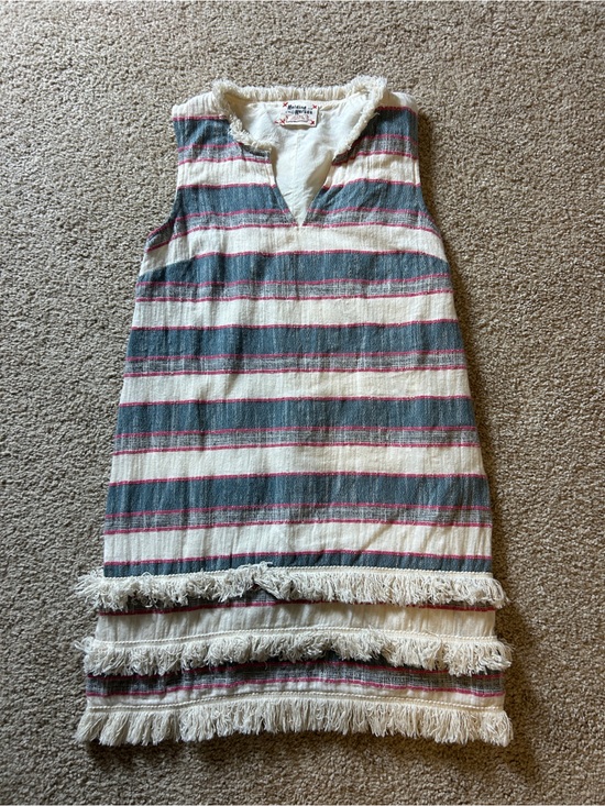HOLDING HORSES Dresses & Skirts - Holding Horses Anthropologie Women's Striped Fringe Sleeveless Shift Dress Boho